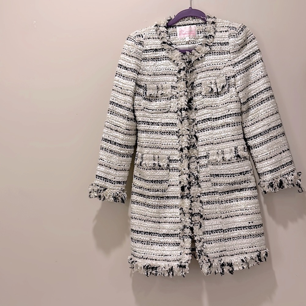 Dabuwawa Tweed Jacket in Gold, White, and Black